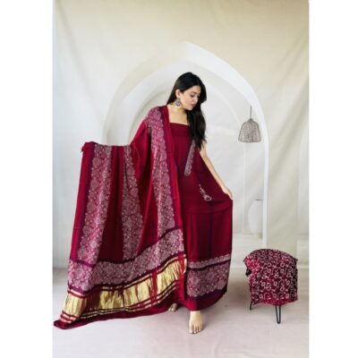 Hastkala- Ajrakh Modal Silk Suit Set