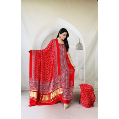 Hastkala- Ajrakh Modal Silk Suit Set