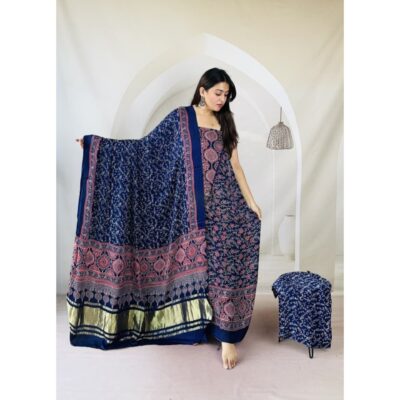 Hastkala- Ajrakh Modal Silk Suit Set