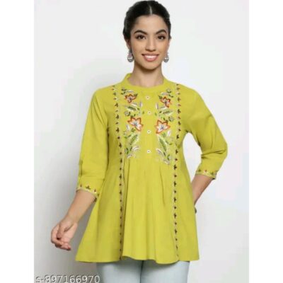 Elira- Embroidered Cotton A-Line Tunic