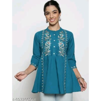 Elira- Embroidered Cotton A-Line Tunic
