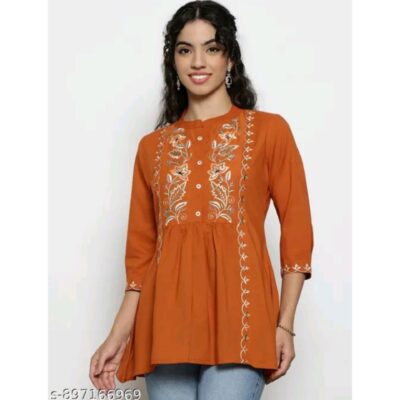 Elira- Embroidered Cotton A-Line Tunic