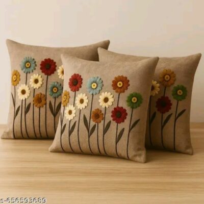 PetalBliss- Floral Embroidered Cushion Cover