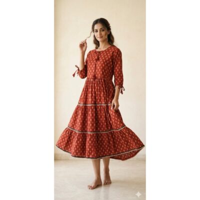 Palash- Handcrafted Ajrakh One Piece Dress