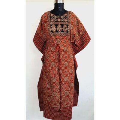 Avani- Ajrakh Print Cotton Long Kaftan
