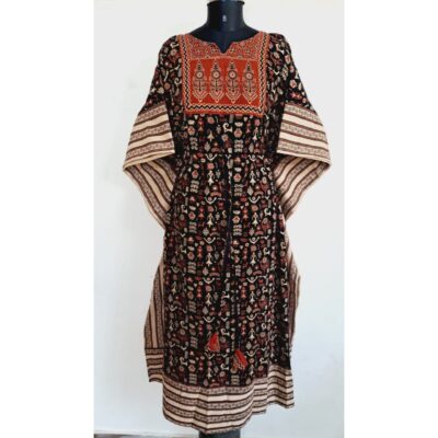 Avani- Ajrakh Print Cotton Long Kaftan
