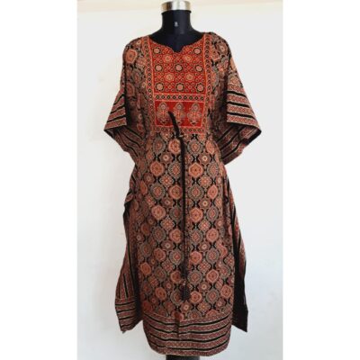 Avani- Ajrakh Print Cotton Long Kaftan