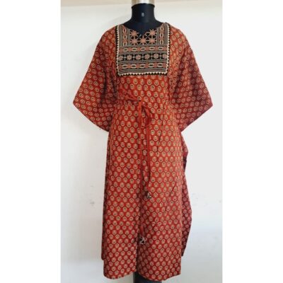 Avani- Ajrakh Print Cotton Long Kaftan