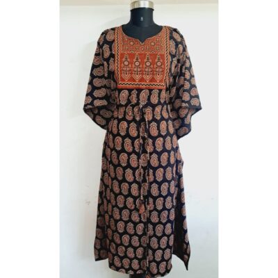 Avani- Ajrakh Print Cotton Long Kaftan