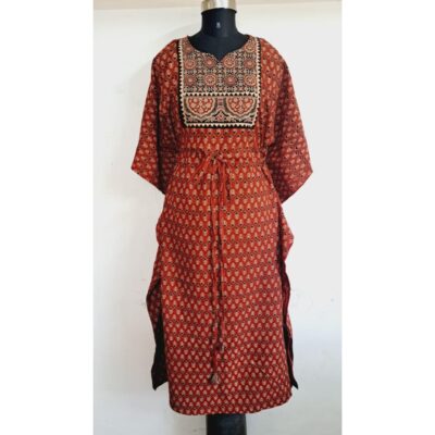 Avani- Ajrakh Print Cotton Long Kaftan