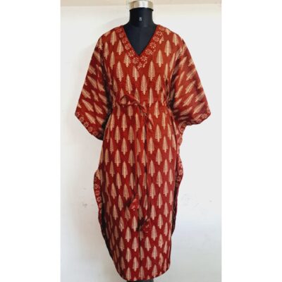 Avani- Ajrakh Print Cotton Long Kaftan