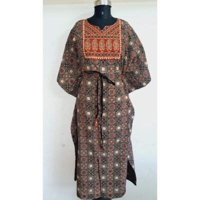 Avani- Ajrakh Print Cotton Long Kaftan