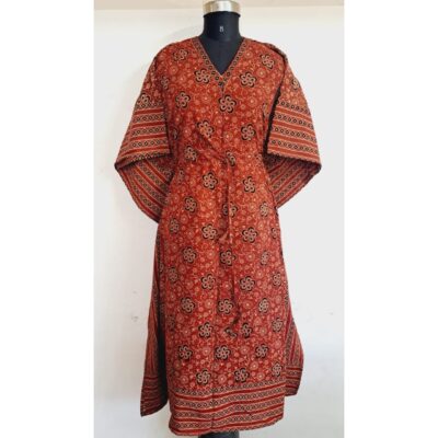 Avani- Ajrakh Print Cotton Long Kaftan