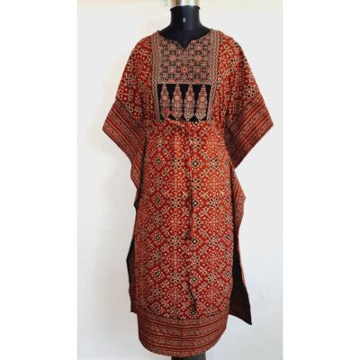 Avani- Ajrakh Print Cotton Long Kaftan