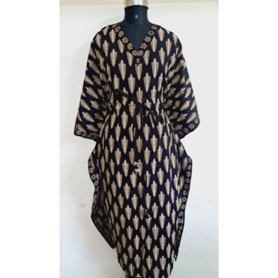 Avani- Ajrakh Print Cotton Long Kaftan