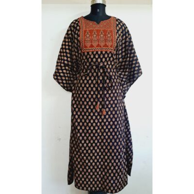 Avani- Ajrakh Print Cotton Long Kaftan