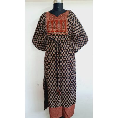 Avani- Ajrakh Print Cotton Long Kaftan