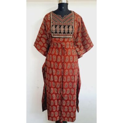 Avani- Ajrakh Print Cotton Long Kaftan
