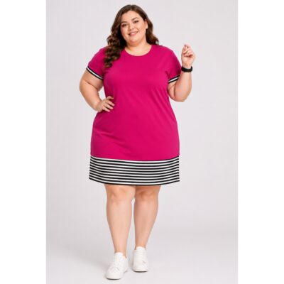 Gracefit- Plus Size Stripe Border T-shirt