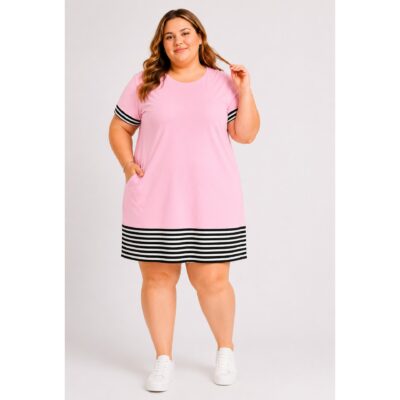 Gracefit- Plus Size Stripe Border T-shirt