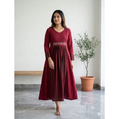 Kavya- Ajrakh Flare Cotton Kurti