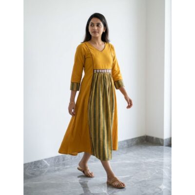Kavya- Ajrakh Flare Cotton Kurti
