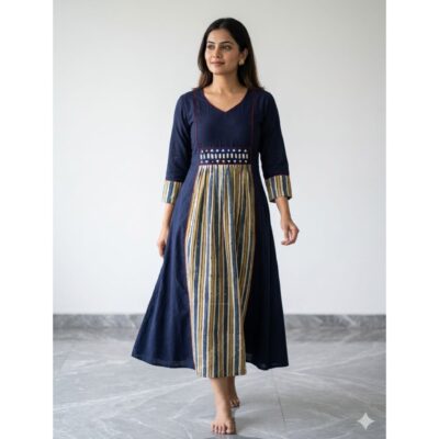 Kavya- Ajrakh Flare Cotton Kurti