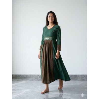 Kavya- Ajrakh Flare Cotton Kurti