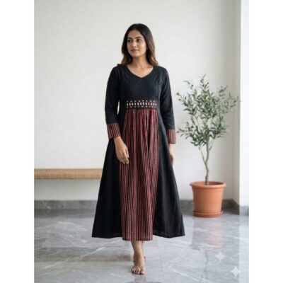 Kavya- Ajrakh Flare Cotton Kurti