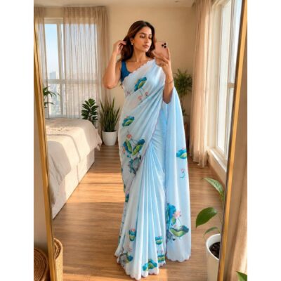 Aarini- Floral Print Chinon Saree