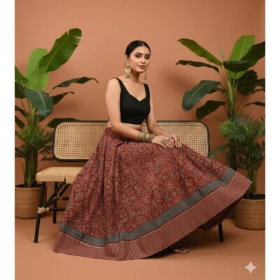 FolkFlare- Ajrakh Print Cotton Skirt