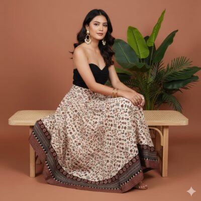 FolkFlare- Ajrakh Print Cotton Skirt