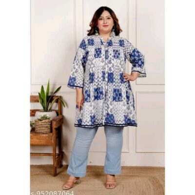 Eva- Ethnic Patch Print Cotton Kurti