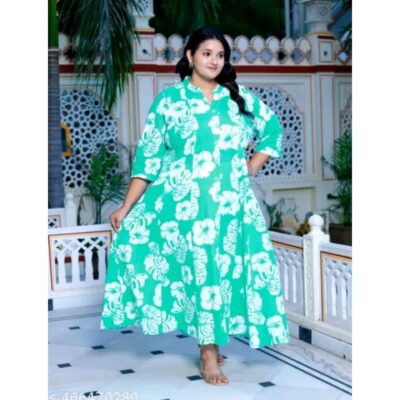 Vanya- Floral Print Plus-Size Gown