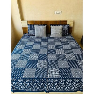 Homzy- Handloom Cotton 5-Piece Double Bedsheet Set