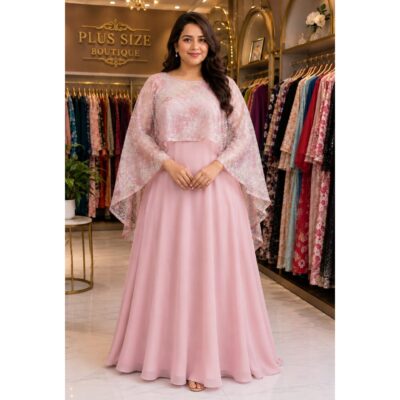 Florina- Embroidered Georgette Poncho Style Gown