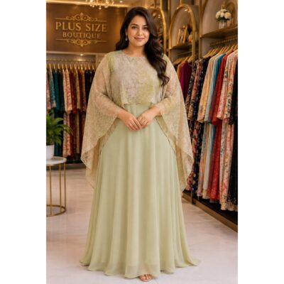 Florina- Embroidered Georgette Poncho Style Gown