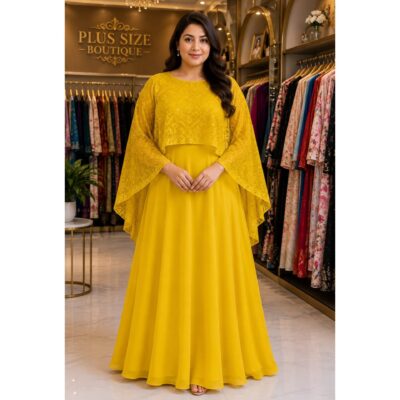 Florina- Embroidered Georgette Poncho Style Gown