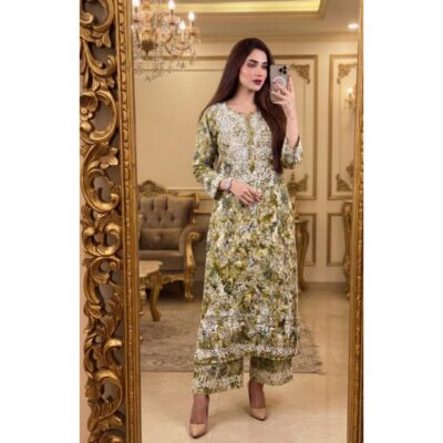 Amara- Chikankari Printed Kurta Palazzo Set