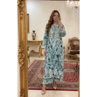 Amara- Chikankari Printed Kurta Palazzo Set