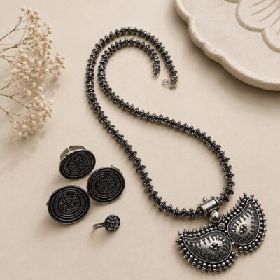 Ziva- Oxidised Silver Jewellery Set