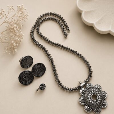 Ziva- Oxidised Silver Jewellery Set