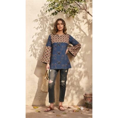 Myra- Ethnic Print Bell Sleeve Top