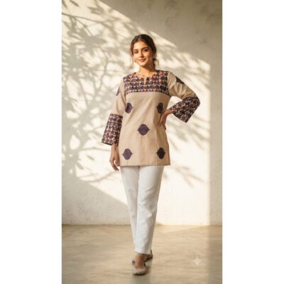 Myra- Ethnic Print Bell Sleeve Top