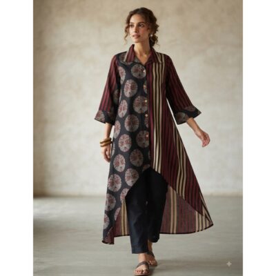 Evara- Ajrakh Fusion Print One Piece
