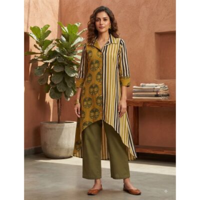 Evara- Ajrakh Fusion Print One Piece