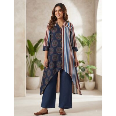 Evara- Ajrakh Fusion Print One Piece