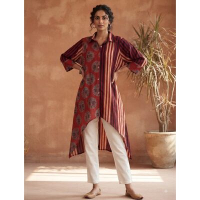 Evara- Ajrakh Fusion Print One Piece