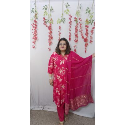 Vani- Floral Print Silk Kurta Set
