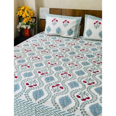 Aakar- Floral Print King Size Bedsheet